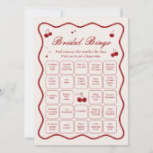 Burgundy Cherry Bridal Shower Bingo Game Card Kaart (Voorkant)