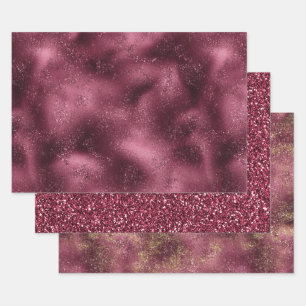 Burgundy Cherry Glitter Glitz Inpakpapier Vel