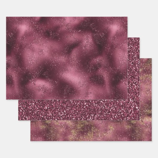 Burgundy Cherry Glitter Glitz Inpakpapier Vel (Set)