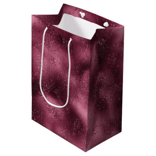 Burgundy Cherry Glitter Glitz Medium Cadeauzakje (Voorkant Gekanteld)