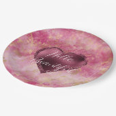 Burgundy Cherry Glitter Heart Papieren Bordje (Gekanteld)