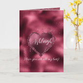 Burgundy Cherry Glitter Sparkle Heart gepersonalis Kaart (Gele Bloem)
