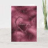 Burgundy Cherry Glitter Sparkle Heart Love Kaart (Voorkant)