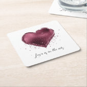 Burgundy Cherry Glitter Sparkle Heart Love Kartonnen Onderzetters (Schuin)