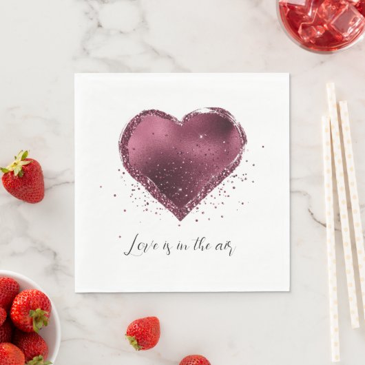 Burgundy Cherry Glitter Sparkle Heart Love  Servet (Insitu)