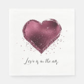 Burgundy Cherry Glitter Sparkle Heart Love  Servet (Voorkant)