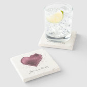 Burgundy Cherry Glitter Sparkle Heart Love  Stenen Onderzetter (Zijkant)