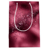 Burgundy Cherry Glitter Sparkle Medium Cadeauzakje (Voorkant)