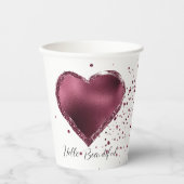 Burgundy Cherry Glitter Sparkle Papieren Bekers (Voorkant)