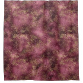 Burgundy Cherry Gold Glitter Glitz Douchegordijn (Voorkant)