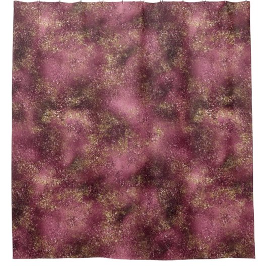 Burgundy Cherry Gold Glitter Glitz Douchegordijn (Voorkant)