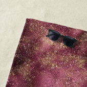 Burgundy Cherry Gold Glitter Glitz Strandlaken (In situ)