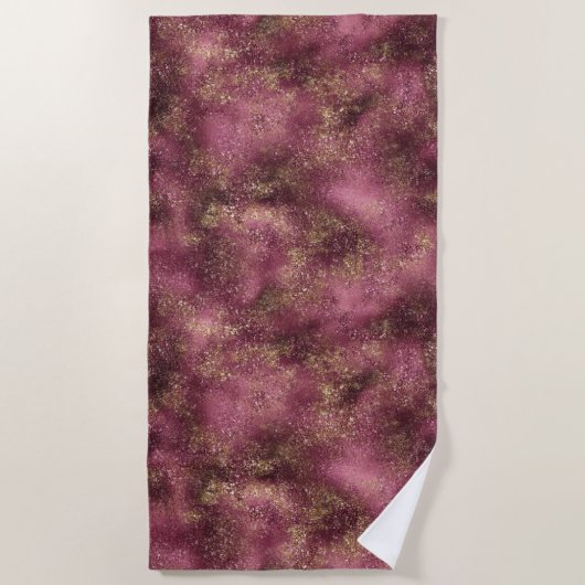 Burgundy Cherry Gold Glitter Glitz Strandlaken (Voorkant)