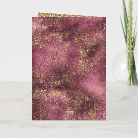 Burgundy Cherry Gold Glitter kerstboom Kaart (Achterkant)