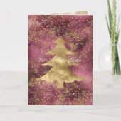 Burgundy Cherry Gold Glitter kerstboom Kaart (Voorkant)