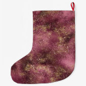 Burgundy Cherry Gold Glitter Sparkle Grote Kerstsok (Achterkant)