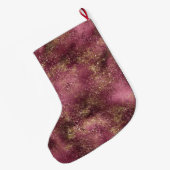 Burgundy Cherry Gold Glitter Sparkle Grote Kerstsok (Achterkant (Hangend))