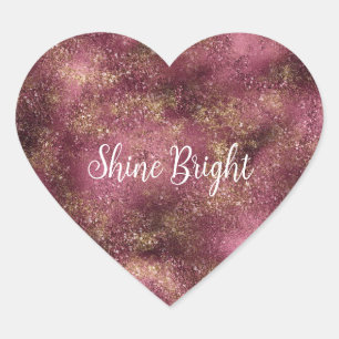 Burgundy Cherry Gold Glitter Sparkle Hart Sticker