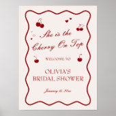 Burgundy Cherry On Top Bridal Shower Welcome Poster (Voorkant)