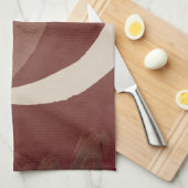 Burgundy Chestnut & Cream Abstracte Waterverf Theedoek (Quarter Fold)