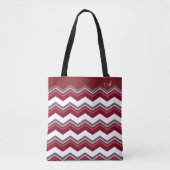 Burgundy chevron-patroon met monogram tote bag (Voorkant)