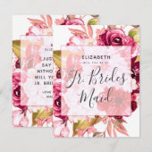 Burgundy Chic Bloemige Zal Jij Mijn Junior Bruidsm Kaart (Voorkant / Achterkant)