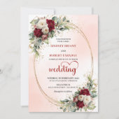 Burgundy Chic Bohemian Floral Wedding Invitation Kaart (Voorkant)