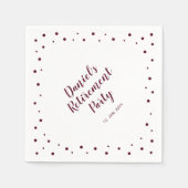 Burgundy Chic Confetti Modern Retirement Party Servet (Voorkant)