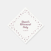 Burgundy Chic Confetti Modern Retirement Party Servet (Hoek)