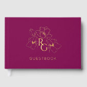 Burgundy | Chic Monogram Huwelijksgastenboek Gastenboek (Voorkant)