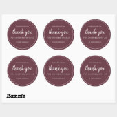 Burgundy Chic Script Bedankt voor uw aankoop Ronde Sticker (Vel)