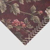 Burgundy Chinoiserie Christmas Romantic Floral Art Tissuepapier (Detail)