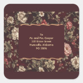 Burgundy Chinoiserie Christmas Romantic Wedding Vierkante Sticker (Voorkant)