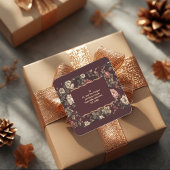 Burgundy Chinoiserie Christmas Romantic Wedding Vierkante Sticker
