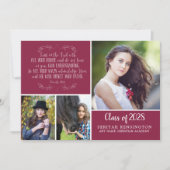 Burgundy Christelijk Afstuderen Bijbelse foto Kaart (Voorkant)