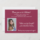 Burgundy Christelijk Afstuderen Bijbelse foto Kaart (Achterkant)