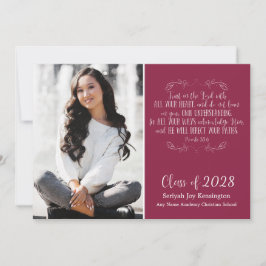 Burgundy Christelijk Bible Verse Afstuderen Foto Kaart