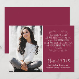Burgundy Christelijk Bible Verse Afstuderen Foto Kaart