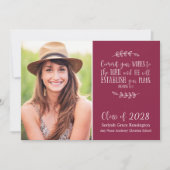 Burgundy Christelijk Verse Afstuderen Foto Kaart (Voorkant)