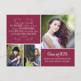 Burgundy Christian Graduation Proverbs 3 Photo Briefkaart