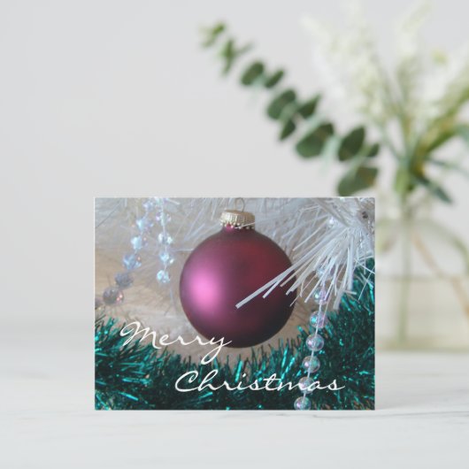 Burgundy Christmas Ornament customize Feestdagenkaart (Staand voorkant)