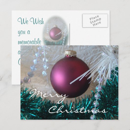 Burgundy Christmas Ornament customize Feestdagenkaart (Voorkant / Achterkant)