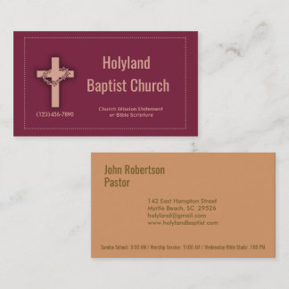 Burgundy Church Cross Thorn Crown Visitekaartjes