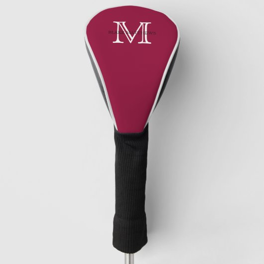 Burgundy Classic Custom Monogram & Name Golfheadcover (Voorkant)