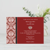 Burgundy Classic Damask Wedding Invitation Kaart (Staand voorkant)
