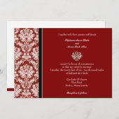 Burgundy Classic Damask Wedding Invitation Kaart (Voorkant / Achterkant)