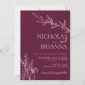 Burgundy Classic Minimalist Modern Boho Wedding Kaart (Voorkant)