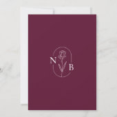 Burgundy Classic Minimalist Modern Boho Wedding Kaart (Achterkant)