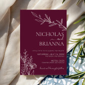 Burgundy Classic Minimalist Modern Boho Wedding Kaart