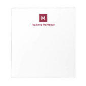 Burgundy Classic Modern Chic Trendy Monogram Name Notitieblok (Voorkant)